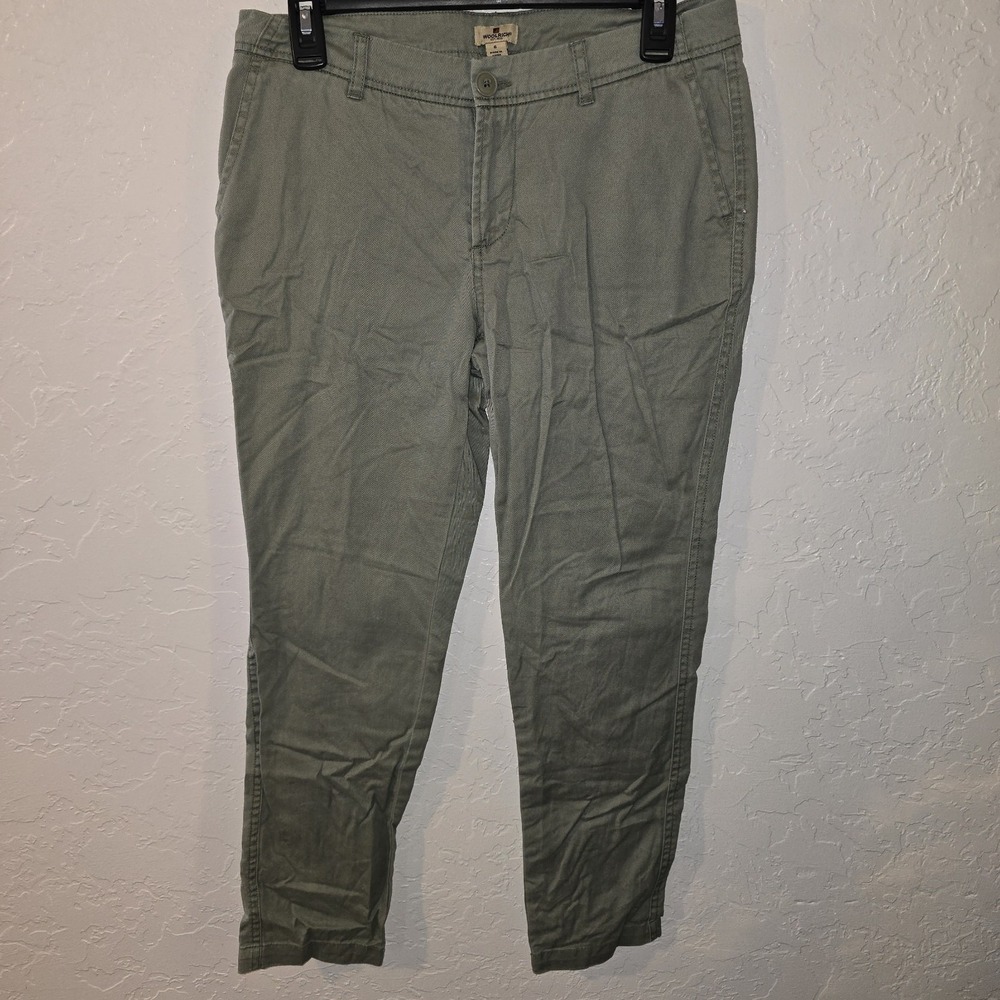 WOOLRICH Womens Size 6 Relaxed chino pant capri Khaki GREEN 30x26.5